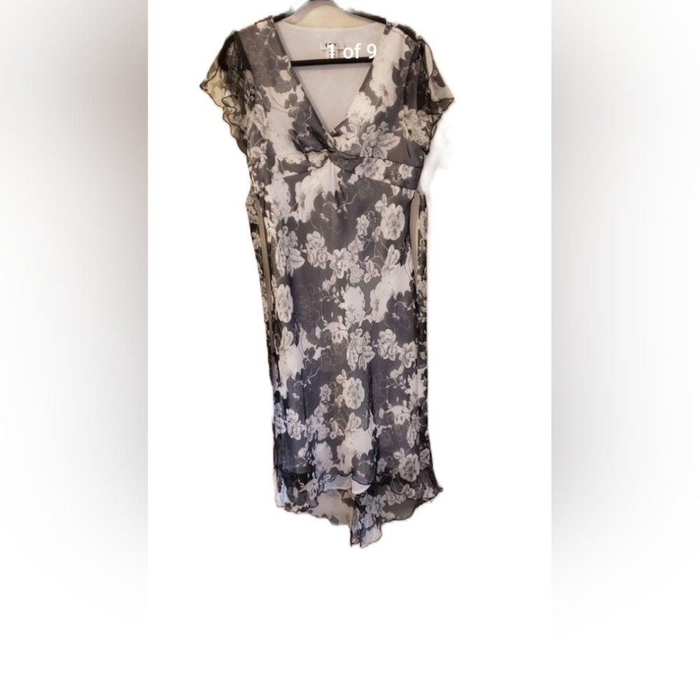 DBY Ltd Black White Sheer Floral Dress - Picture 4 of 4
